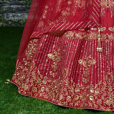 Red Flaunt your simple and pretty look with this hypnotic colored lehenga choli For Women - ReadyToWearshop