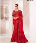 Red Indian Wedding Wear saree with blouse in USA, Perfect for Indian Party Wear sequins saree For Woaman - ReadyToWearshop