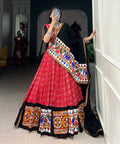 Red masterpiece of garba choli embellishes with gamthi work and mirror work for women - ReadyToWearshop