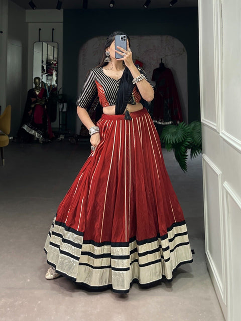 Red Navratri nights in Chanderi style In This Navratri For Women - ReadyToWearshop
