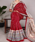 Red Silk Artistry: Fusion Of Madhubani and Bandhej - ReadyToWearshop