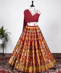 Red Step into with our best lehenga weaved perfectly and beautifully crafted with Banarasi design For Women - ReadyToWearshop