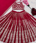 Red Wedding Collection Lehenga Choli With Full Heavy Embroidery Sequence Work For Women - ReadyToWearshop