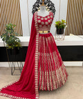 Red Wedding Collection Lehenga Choli With Full Heavy Embroidery Sequence Work For Women - ReadyToWearshop
