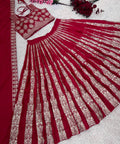 Red Wedding Collection Lehenga Choli With Full Heavy Embroidery Sequence Work For Women - ReadyToWearshop