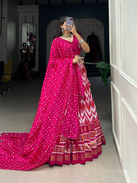 Pink Silk lehenga Choli For women with Dupatta in USA - ReadyToWearshop