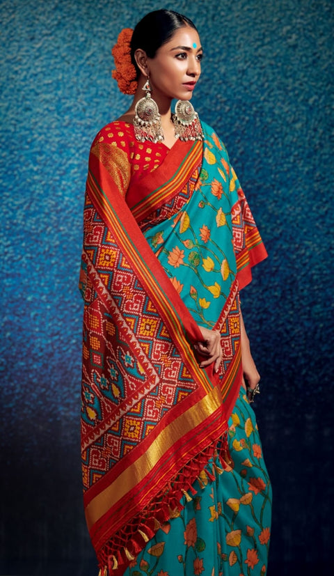 Sky blue beautiful Indian saree with blouse in ,USA Perfect for Indian wedding or party wear for women - ReadyToWearshop