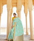 Sky Blue Beautifully Designed Saree with blouse in ,USA Perfect for Indian wedding or party wear for women - ReadyToWearshop