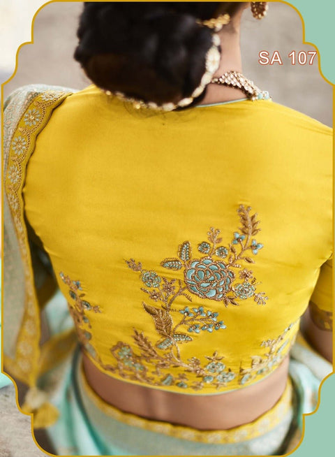 Sky Blue Beautifully Designed Saree with blouse in ,USA Perfect for Indian wedding or party wear for women - ReadyToWearshop