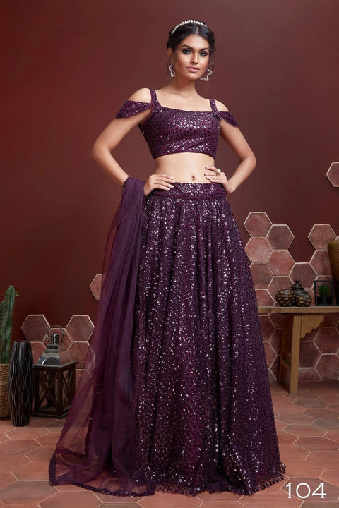 Splendid Purpel Party wear Heavy Lehenga Choli for Women with Dupatta Sequence Lehenga Choli In USA - ReadyToWearshop