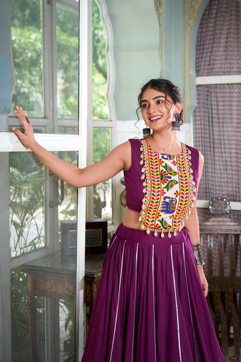 Stunning Navratri Embroidered Gamthi Work for Women with Dupatta Embroidered Lehenga Choli In USA - ReadyToWearshop