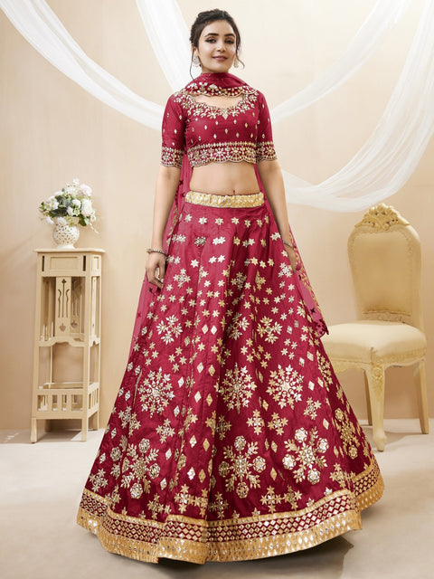 Stunning Red Wedding wear Heavy Lehenga Choli for Women with Dupatta Sequence Lehenga Choli In USA - ReadyToWearshop
