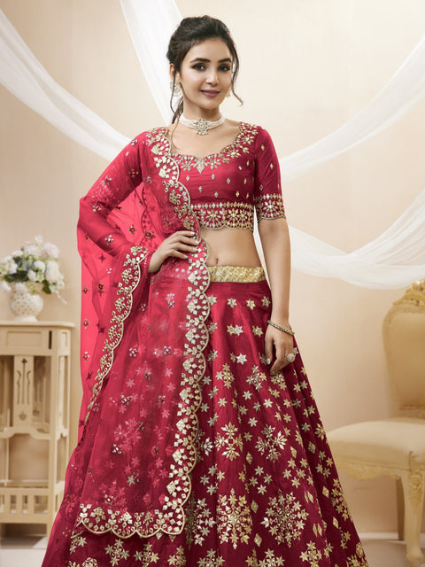 Stunning Red Wedding wear Heavy Lehenga Choli for Women with Dupatta Sequence Lehenga Choli In USA - ReadyToWearshop