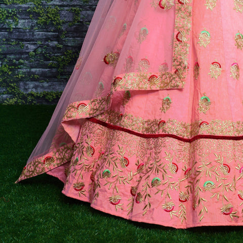 Take the route of elegance with this splendid ensemble in pastel. Color, material & work Lehenga choli for women - ReadyToWearshop