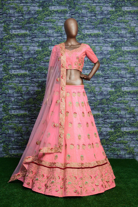 Take the route of elegance with this splendid ensemble in pastel. Color, material & work Lehenga choli for women - ReadyToWearshop