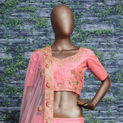 Take the route of elegance with this splendid ensemble in pastel. Color, material & work Lehenga choli for women - ReadyToWearshop