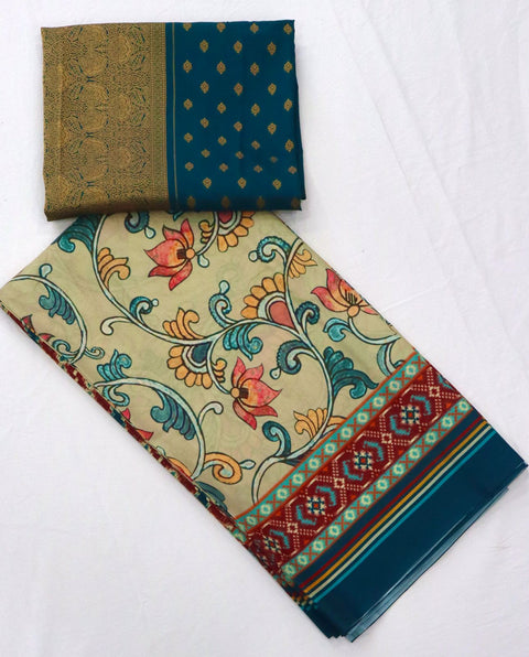 Teal Blue beautiful Indian saree with blouse in ,USA Perfect for Indian wedding or party wear for women - ReadyToWearshop