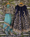 The Navy Blue Lehenga set is Adorned with Colourful Resham Embroidery on the Blouse and Lehenga for women. - ReadyToWearshop