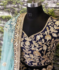 The Navy Blue Lehenga set is Adorned with Colourful Resham Embroidery on the Blouse and Lehenga for women. - ReadyToWearshop
