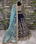 The Navy Blue Lehenga set is Adorned with Colourful Resham Embroidery on the Blouse and Lehenga for women. - ReadyToWearshop