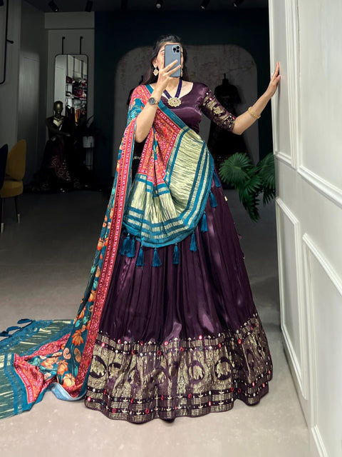 Traditional Grace with a Touch of Sparkle Gaji Silk Lehenga choli For Women - ReadyToWearshop