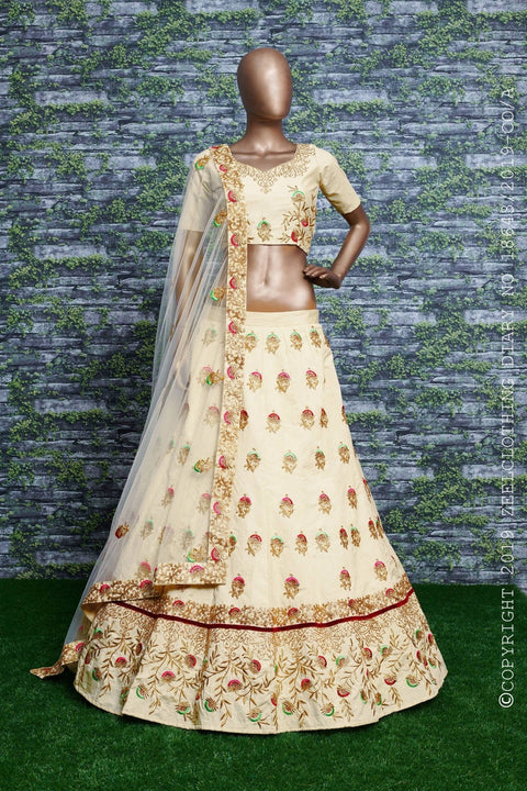 white elegance with this splendid ensemble in pastel color lehenga choli for women in wedding - ReadyToWearshop