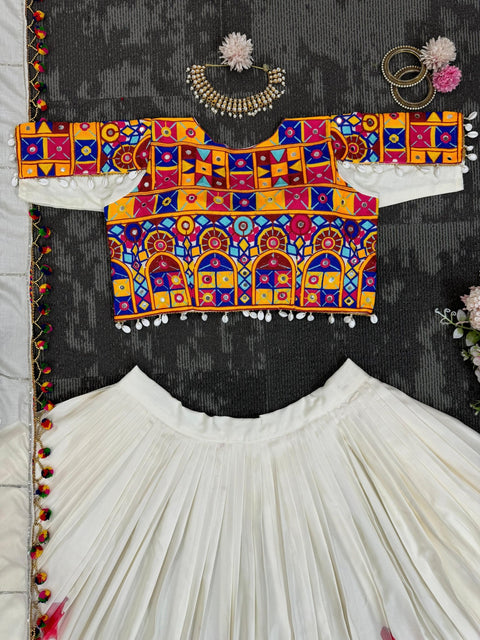 White Elegant Rayon New Navratri Collection Lehenga Choli With Full Heavy Embroidery Sequence Work Lehenga choli For Women - ReadyToWearshop