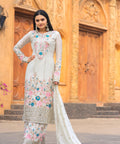 White Graceful Party Wear Look Pur Chinon Silk Top Plazzo & Dupatta Set For Women In USA - ReadyToWearshop