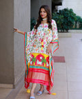 White Multicolor kaftan is perfect your style. It's your time to add this beauty to your wardrobe and rock the shaadi season - ReadyToWearshop