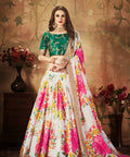 Off White And Green Vibrant Fancy Lehenga Choli For Women In Wedding Occasion with Dupatta in USA - ReadyToWearshop