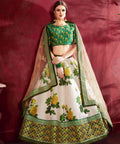 Cream And Green Traditional fancy lehenga Choli for women In Wedding Occasion with Dupatta in USA - ReadyToWearshop