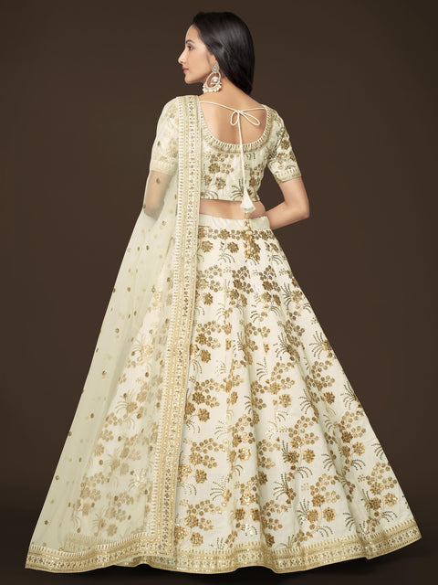 White Richly Designed Wedding Wear Heavy Lehenga Choli for Women with Dupatta in USA Sequence Lehenga Choli
