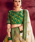 Cream And Green Traditional fancy lehenga Choli for women In Wedding Occasion with Dupatta in USA - ReadyToWearshop