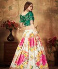 Off White And Green Vibrant Fancy Lehenga Choli For Women In Wedding Occasion with Dupatta in USA - ReadyToWearshop