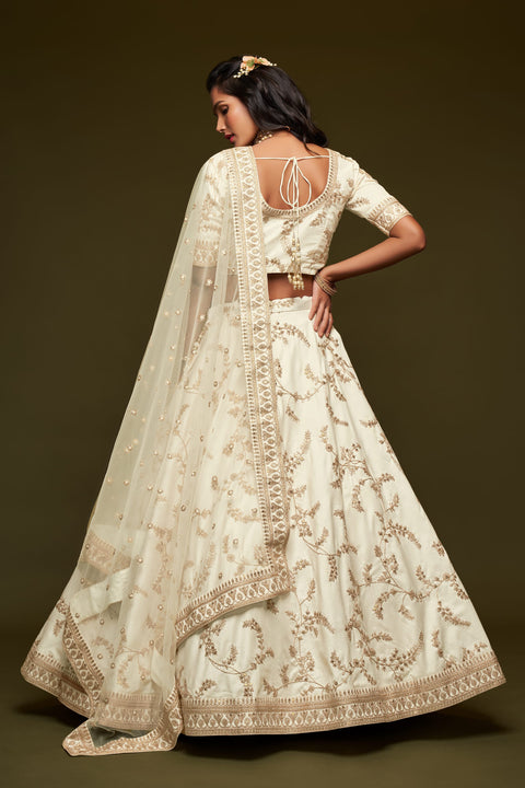 White Glamorous Fancy Lehenga Choli for Women In Wedding Occasion with Dupattaa in US