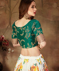 Off White And Green Vibrant Fancy Lehenga Choli For Women In Wedding Occasion with Dupatta in USA - ReadyToWearshop