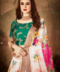Off White And Green Vibrant Fancy Lehenga Choli For Women In Wedding Occasion with Dupatta in USA - ReadyToWearshop