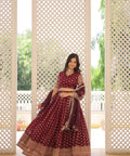 Wine Enchanting and vibrant, our Dayble Viscose Jacquard lehenga set is perfect for Any Occasions - ReadyToWearshop
