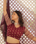 Wine Enchanting and vibrant, our Dayble Viscose Jacquard lehenga set is perfect for Any Occasions - ReadyToWearshop