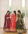 Wine Enchanting and vibrant, our Dayble Viscose Jacquard lehenga set is perfect for Any Occasions - ReadyToWearshop