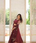 Wine Enchanting and vibrant, our Dayble Viscose Jacquard lehenga set is perfect for Any Occasions - ReadyToWearshop