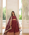 Wine Enchanting and vibrant, our Dayble Viscose Jacquard lehenga set is perfect for Any Occasions - ReadyToWearshop