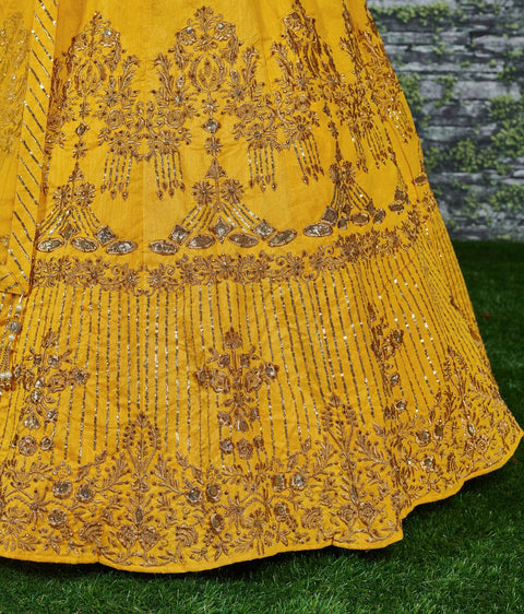Yellow Flaunt your simple and pretty look with this hypnotic colored lehenga choli For Women - ReadyToWearshop