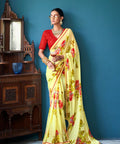 Yellow Indian saree with blouse in USA, Perfect for Indian Daily wear, partywear sequins saree - ReadyToWearshop