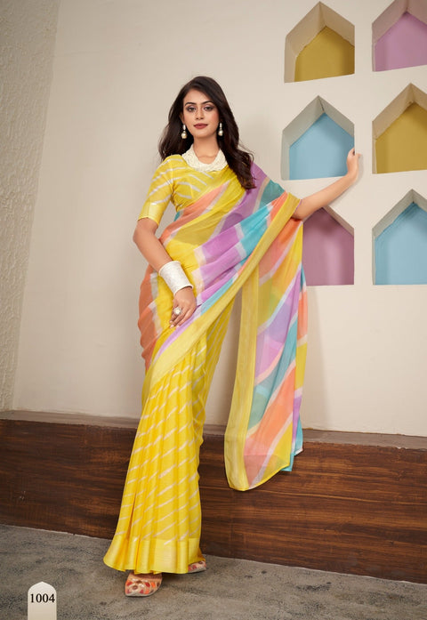 Yellow Indian saree with blouse in USA, Perfect for Indian wedding partywear sequins saree - ReadyToWearshop